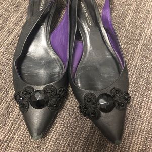 Hollywould Leather Black Jewel Kitten Heel 36/6